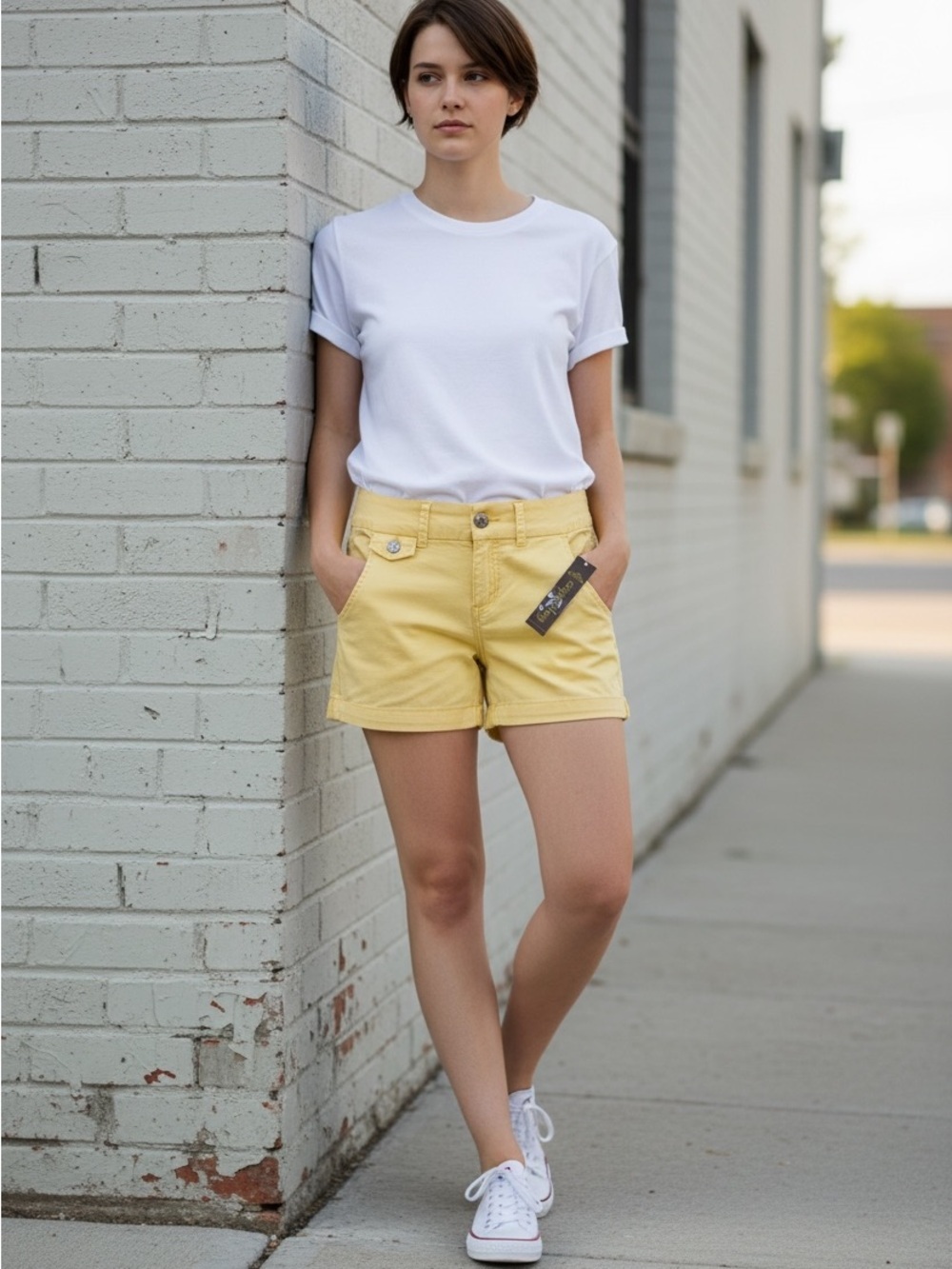 Copper Key Yellow Chino Shorts Size 1 NWT